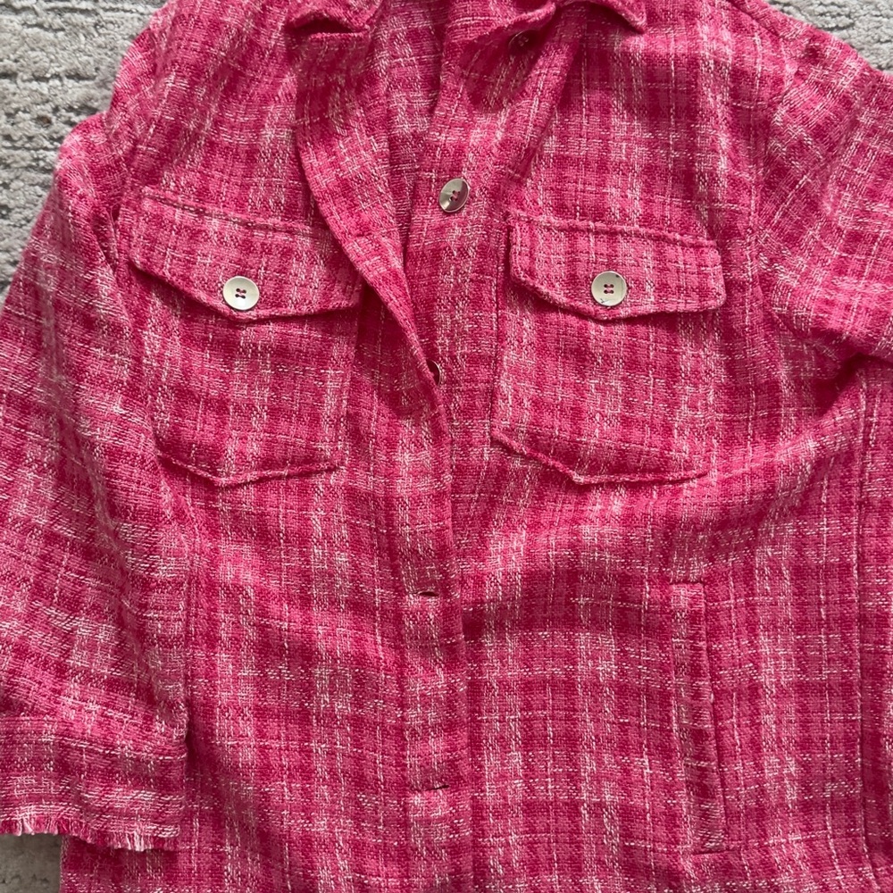 Zara Vibrant Pink Textured Jacket